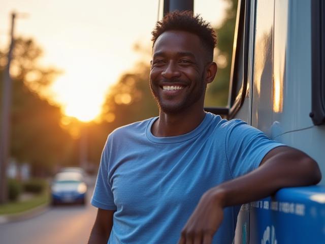 Founder of Francis Moving and Hauling with early company truck