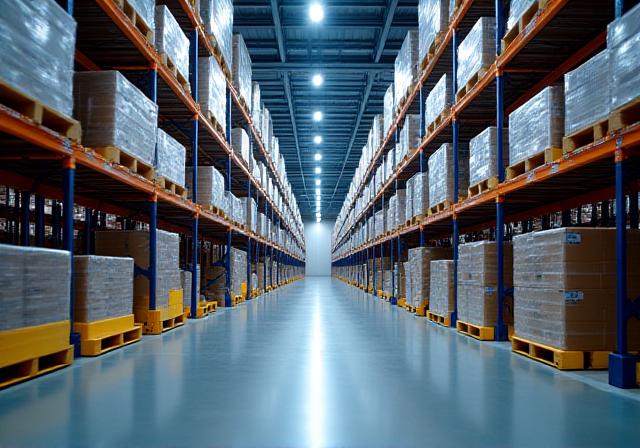 Organized high-bay storage in our Beltsville logistics warehouse
