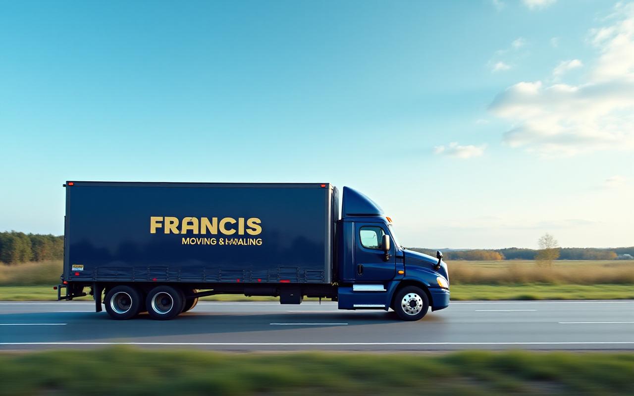 Francis Moving truck traveling safely on a Maryland highway for a long-distance relocation